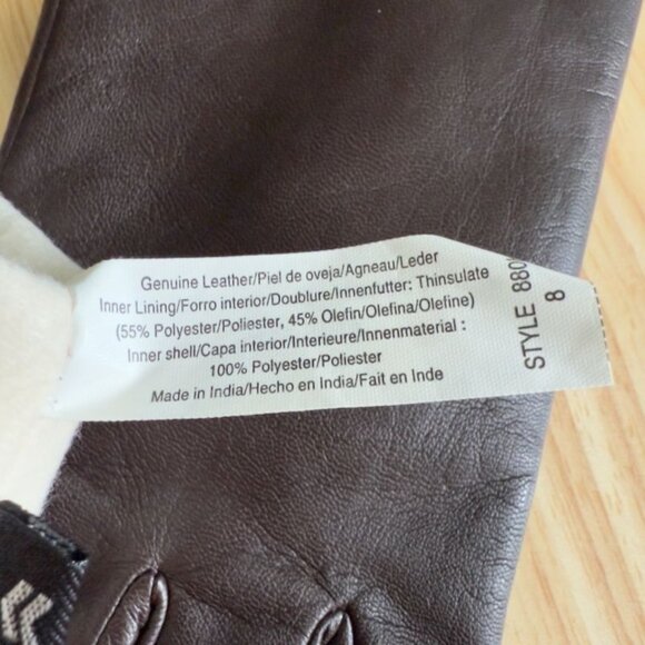 Vintage Aris Brown Soft Leather Gloves Black Sz 8 New w/o Tags - Picture 5 of 6